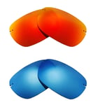Walleva Two Pairs Polarized Lenses For Maui Jim Sandy Beach-Fire Red + Ice Blue