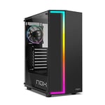 NOX XTREME PRODUCTS Infinity Gamma - Mid-Tower ATX/M-ATX/ITX ARGB Dynamic Rainbow, Panneau latéral en Verre trempé, Ventilateur ARGB 120 mm préinstallé, USB 3.0, Noir