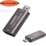 Mini carte de capture vidéo HDMI 4K USB 2.0 3.0,1080P 60FPS,plaque téléphone ordinateur jeu boîtier statique diffusion en direct - Type Coffee Color