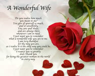 Personalised Wonderful Wife Poem Christmas Birthday Valentines Day Gift Present