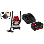 Einhell Power X-Change 20L Cordless Wet and Dry Vacuum Cleaner With Battery And Charger - 18V, Heavy Duty Stainless Steel Tank, 1.5M Hose, Blow Function - TC-VC 18/20 Li S Wet Dry Vacuum Cleaner