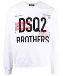 Dsquared2 Mens DSQ2 Brothers Sweatshirt White Cotton - Size X-Large