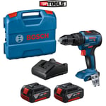 Bosch GSB 18V-55 18V Brushless Combi Drill + 2 x 5Ah Batteries, Charger & Case