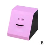 Face Bank Piggy Sensor Coin Eating Saving Money Box B Pink