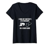 Womens I Won My Doctor's Stethoscope In A Card Game Nurse Meme V-Neck T-Shirt