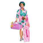 ​Travel Ken Doll with Beach Fashion, Barbie Extra Fly, Tropical Outfit with Boogie Board and Duffel Bag, HNP86