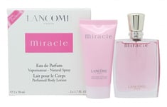 LANCOME MIRACLE GIFT SET 50ML EDP + 50ML BODY LOTION - WOMEN'S FOR HER. NEW