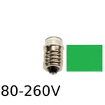 Grön LED signallampa T14x30 5lm E14 0,4W 80-260V