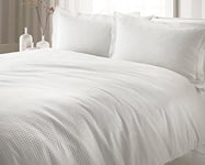 Riva Home Waffle DB Duvet Set White, Coton, Weiß, Double
