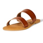 Amazon Essentials Sandales à Deux Lanières Femme, Havane, 42 EU