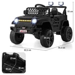 Barnlastbil med 12 V batteri laddningsbar elbil med fjärrkontroll svart