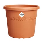 Elho Algarve Cilindro 25cm - Pot de Fleur Exterieur - Jardinières - Plastique 100% recyclé - Ø 24.5 x H 20.5 cm - Marron/Terre Cuite