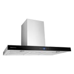 Parmco T Model Low Profile Rangehood 90cm 1,000m3/h max. extraction Stainless Steel/ Black Glass with Push Button Control