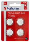 Verbatim – Lithium battery CR2032 3V 4 pack (49533)