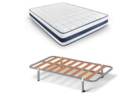 HOGAR24 ES Lit Complet, sommier Basic + Matelas à mémoire de Forme MultiCare Class, avec Jeu de Pieds avec Pince de 25 cm, Dimensions : 80 x 190 cm