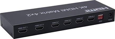 PremiumCord Commutateur matriciel HDMI 4: 2 avec Audio, Interrupteur avec statut LED, résolution vidéo 4Kx2K 2160p UHD, Full HD 1080p, 3D, HDCP, Sortie Audio SPDIF, Couleur Noir