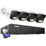 ANNKE Annke - Kit Caméra de Surveillance 3K, Détection Personnes/Véhicules 4X 3K PoE ip Filaire avec Projecteur Extérieur et 8CH 2TB hdd nvr pour