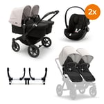 bugaboo Tvillingvagn Donkey 5 Twin Complete Black / Misty White inklusive cybex GOLD Cloud G bilbarnstol i-size Magic Black