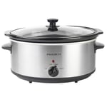 Slow Cooker With Glass Lid Oval Casserole 3 Heat Settings Cool Touch 6.5L 300W