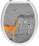 pixxp Rint 3D WCS px-3719 _ 32 x 40 Magnifique Gazelle Indienne avec Couvercle sucrés Jung Animal en Tant Que Couvercle Stickers WC, Toilettes, matière gläzendes, Noir/Blanc, 40 x 32 cm