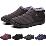 Vinterstövlar Vinter Snöstövlar för Män och Kvinnor Pälsfoder Vattentäta Slip On Utomhus Varma Ankelstövlar brown EU 41