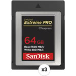 SanDisk 64GB Extreme PRO CFexpress Card Type B (3-Pack)