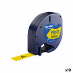 Lamineret tape til mærkningsmaskiner Dymo 91202 12 mm LetraTag® Sort Gul (10 enheder)