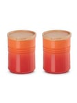 Le Creuset Set Of 2 Stoneware Jars In Volcanic