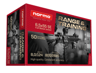 Norma Range & Training 6,5x55 8,0g/124 gr. Produsert i Sverige, FMJ - Helmantel
