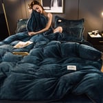 XYSQWZ Winter Velvet Duvet Cover Set,Solid Color Bedding Set Double King Size Duvet Cover Bed Set, (King, 220 * 240CM) Men Bedroom Warm Fleece Soft Bed Sheet Blue