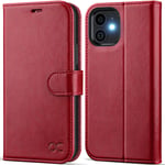 OCASE iPhone 12 Case, iPhone 12 Pro Case PU Leather iPhone 12/12 Pro 5G Wallet Flip Phone Cover with[TPU Inner Shell][RFID Blocking][Card Holder] Compatible For the 6.1 Inch iPhone 12/12 Pro-Red