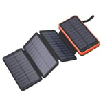 Multifunctional Outdoor Waterproof Solar Mobile Power Supply 20000Mah Folding Lighting 4 High-Power Portable Charging Treasure,Orange