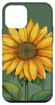 iPhone 12 mini Aesthetic Sunflower Line Art Minimalistic Sage Green Case
