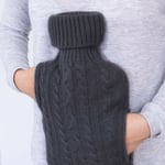 1 Litre Rubber Knitted Cover Hot Water Bottle Bag With Bui Gray One Size