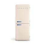 CREATE / RETRO FRIDGE COMBI 185 COBALTO/Réfrigérateur combiné blanc cassé avec poignée bleu cobalt et congélateur 401L / 190W, système No Frost, 3 étagères, 2 tiroirs, 70x65x185 cm