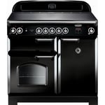 Rangemaster Classic CLA100EIBL/C 100cm Electric Range Cooker with Induction Hob - Black / Chrome - A/A Rated