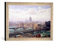 'Image encadrée de John CROWTHER "View of London showing St Paul S and Canon Street Station FROM Southwark Bridge, d'art dans le cadre de haute qualité Photos fait main, 40 x 30 cm, argent Raya