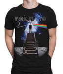 Liquid Blue Unisex's Pink Floyd Stairway to The Moon T-Shirt, Black, Large