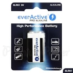 1 x everActive 9V battery PRO Alkaline 9LR61 6LF22 E-Block Pack GREAT VALUE
