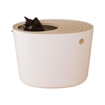 NYKK Pet Washroom Top-loading Bins Cat Toilets Dwellings Cat Litter Bowls Under 8 Kg Pet Supplies Cat Litter Tray Toilet Box (Color : White, Size : L)