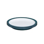 Denby - Greenwich Small Plates Set of 2 - Dishwasher, Oven, Microwave, And Freezer Safe (17.5cm x 17.5cm x 2cm) Green, White Ceramic Stoneware Tableware - Chip & Crack Resistant