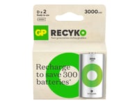 Gp Batterier Recyko Uppladdningsbart D-Batteri Nimh 3000 Mah 1,2 V 2 St