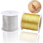 Metalltråd för hantverk 2 rullar Silver Golden Metallic Cord Golden Metallic Coil Metallic Rope för presentförpackning