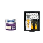 Johnstone's - Washable Paint - Magnolia - Matt Finish - Emulsion Paint - 12m2 Coverage per Litre - 2.5L & Coral 10501 Paint Kit with Headlock and Mini Roller Frame and Hybrid Brush, Set of 12 Pieces