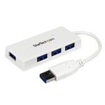 StarTech.com Hub USB 3.0 à 4 ports avec câble intégré - Concentrateur USB SuperSpeed portable - Mini hub USB3 - Blanc (ST4300MINU3W)