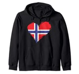 Norway flag in heart Norwegian Origin Pride Nordic Roots Zip Hoodie