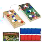 Relaxdays Jeu de Lancer Cornhole, Dimensions : 18 x 29 x 58 cm, 10 Sacs à Lancer, intérieur et extérieur. Multicolore