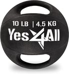 Yes4All Médecine Ball lesté de 4,5 kg avec Deux poignées antidérapantes pour l'entraînement, Les Exercices de Force Abdominale, l'entraînement à l'équilibre et Le Lancer