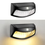 Vandtæt Solcelle væglampe - Tænder automatisk - Varm hvid lys - Sort