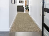 Soft Shaggy Washing Machine Natural Non-Slip Rugs/Carpet/Mats Round Hallway Runner Mat Set 30mm Thickness (Beige, 80 x 150 cm)